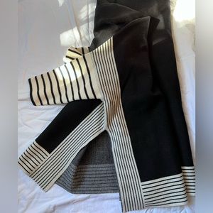 Pink Lily Black & White poncho sweater